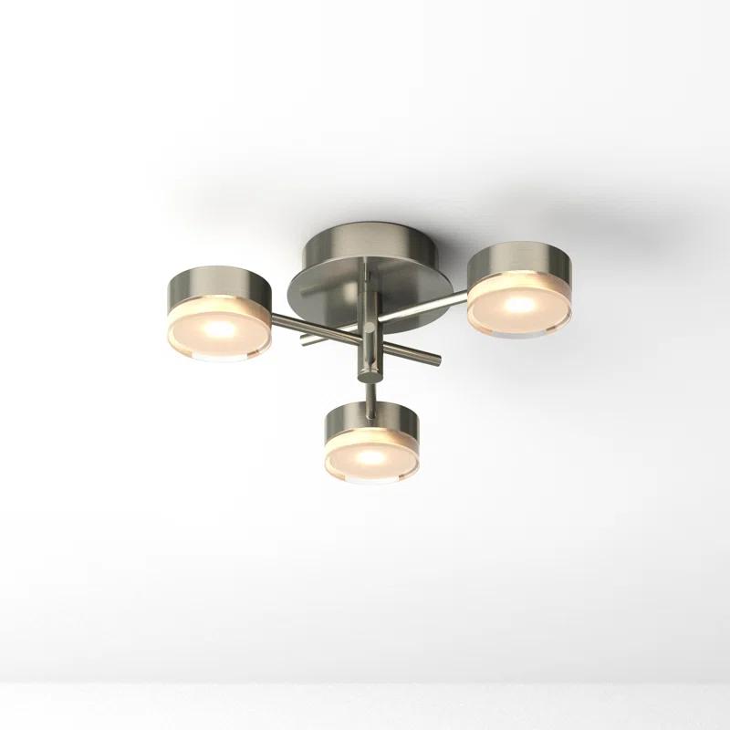 Transton Brushed Nickel 15" LED Ceiling Light with Acrylic Shades