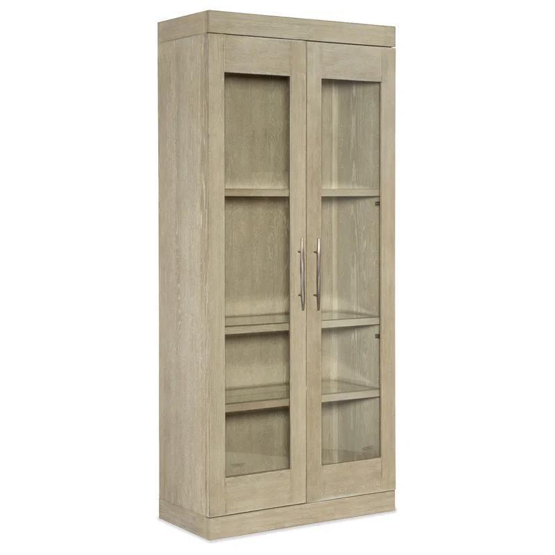 Cascade Taupe Oak Display Cabinet with Adjustable Glass Shelves