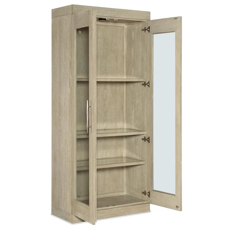 Cascade Taupe Oak Display Cabinet with Adjustable Glass Shelves