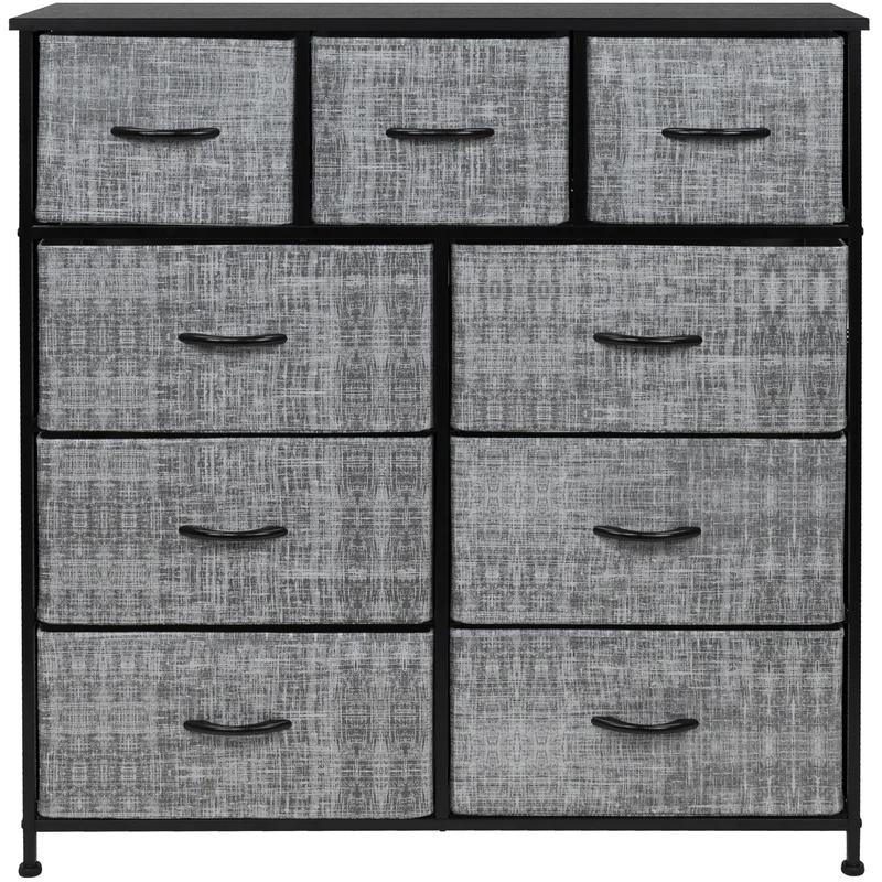 Sorbus 9-Drawer Black Nursery Dresser with Soft Close