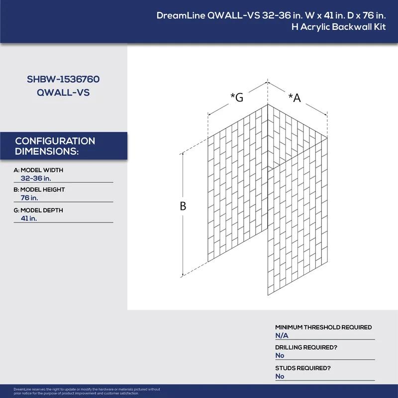 QWALL-VS Modern Biscuit 60"x36" Acrylic Shower Backwall Kit