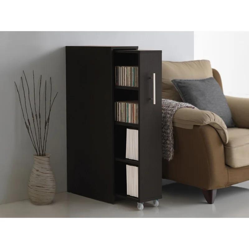 Lindo Dark Brown Engineered Wood Bookcase with Hidden Shelving