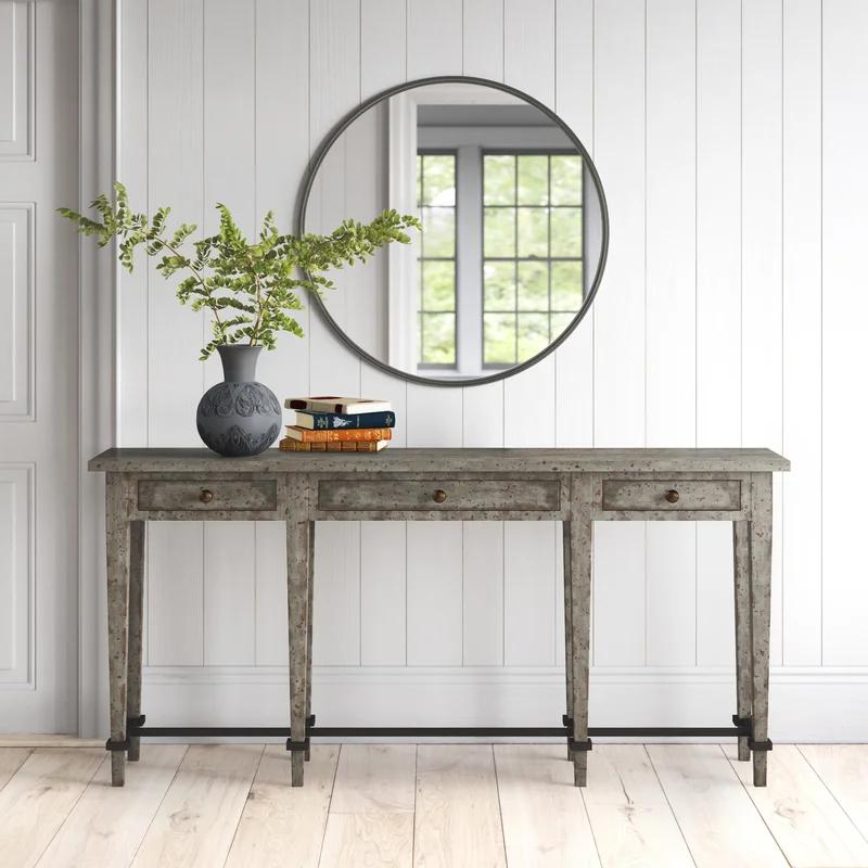 Transitional Ciao Bella 3-Drawer Narrow Console in Speckled Gray