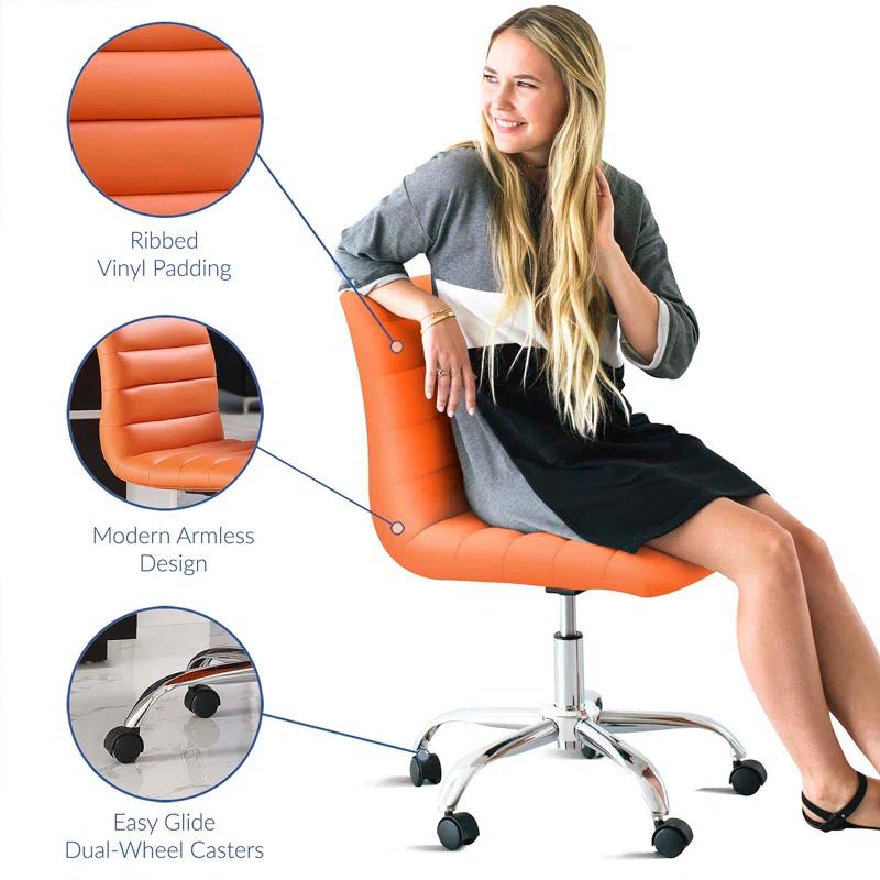 Modway Ripple Armless Mid Back Vinyl Office Chair