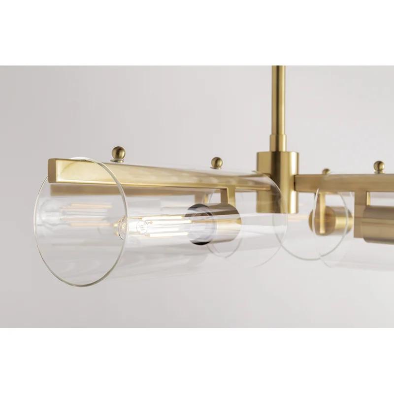 Ariel Aged Brass 4-Light Chandelier with Clear Glass Beaded Shade