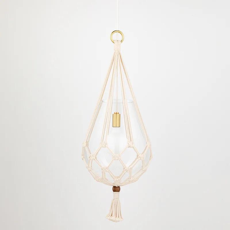Aged Brass Bohemian Pendant Light with Clear Glass Shade