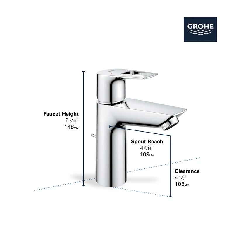 Sleek BauLoop Polished Chrome Single-Handle Bathroom Faucet