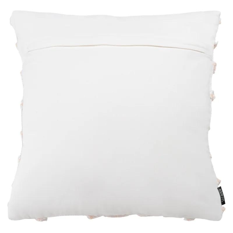 Lonis 18" White and Pink Fringed Cotton Accent Pillow