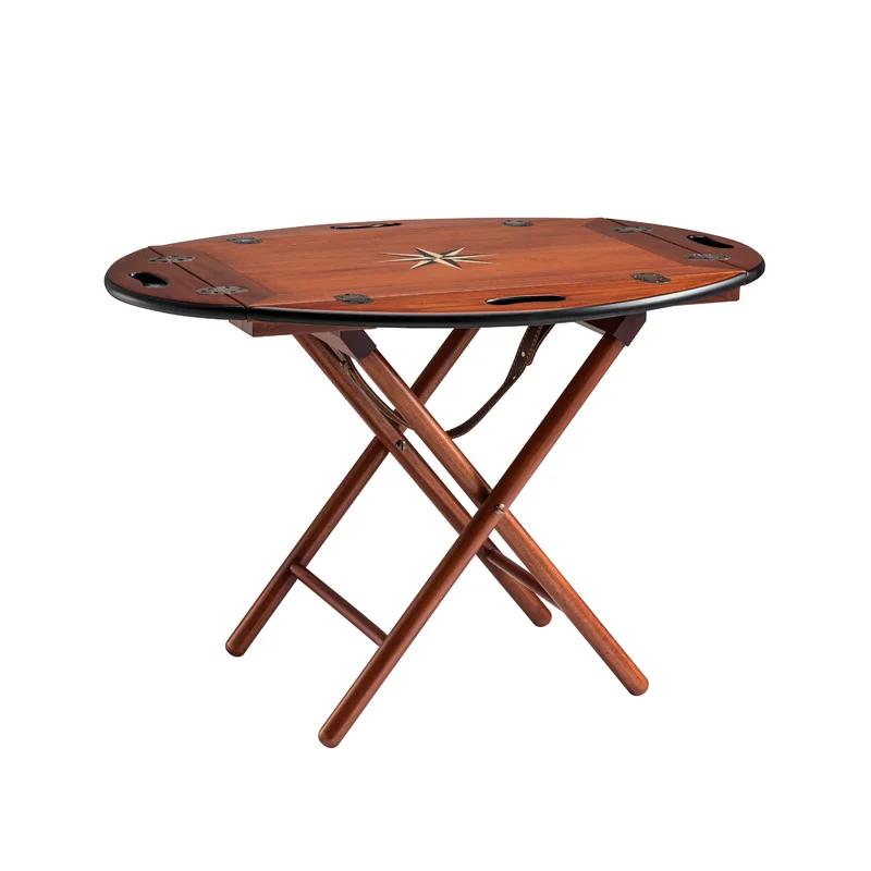 Acker 34'' Mahogany Wood Cross Leg Tray Top End Table