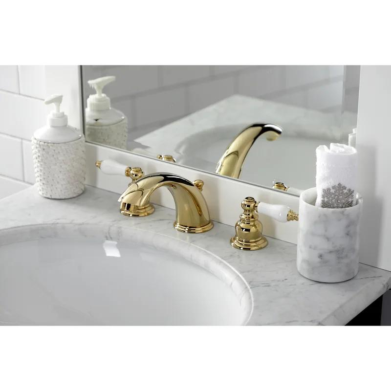 Elegant Victorian Polished Brass Widespread Bathroom Faucet
