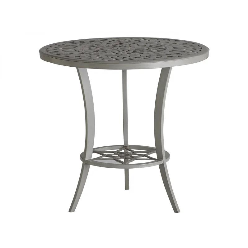 Gray Aluminum Round High/Low Bistro Bar Table