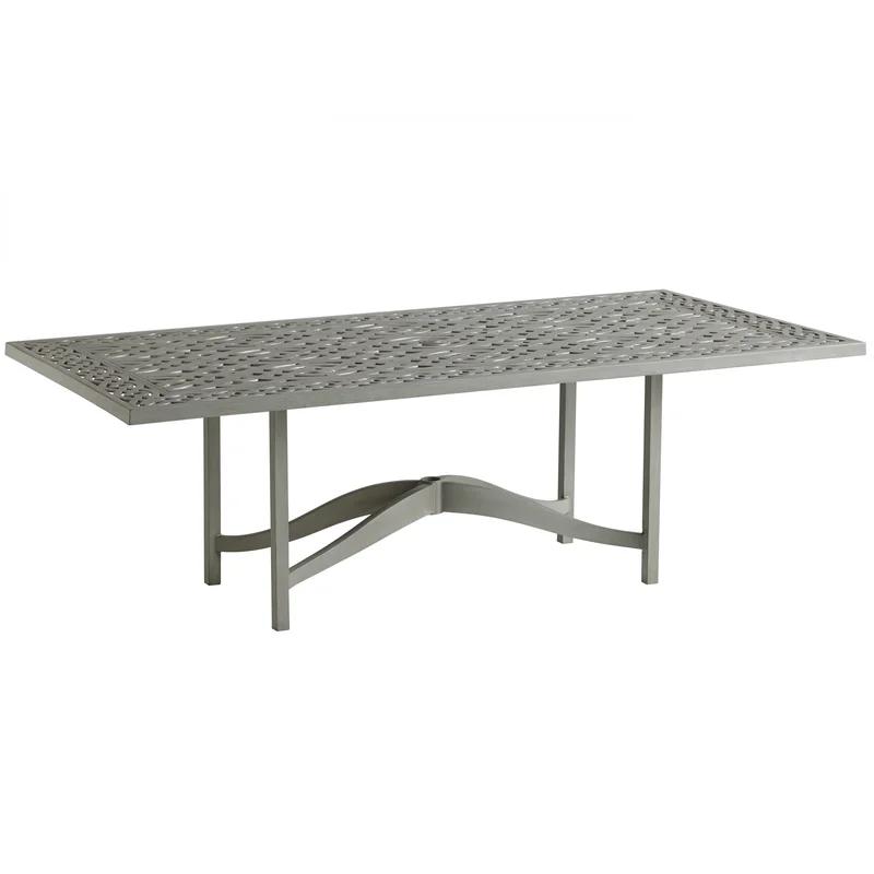 Oyster Shell Grey 45"x88" Contemporary Aluminum Dining Table
