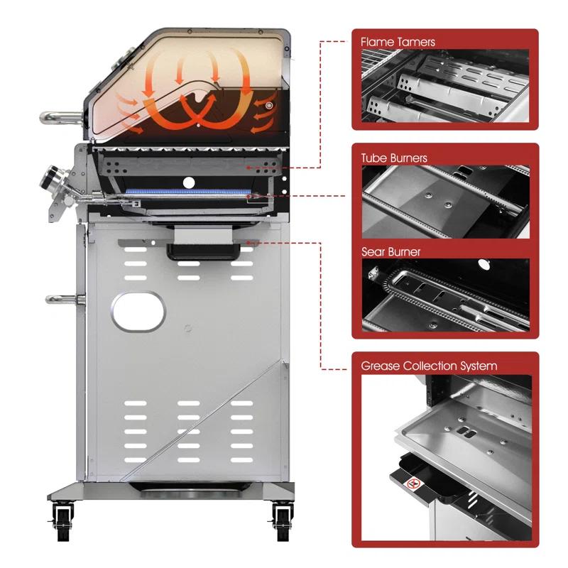 Royal Gourmet 6 - Burner Freestanding Liquid Propane 74000 BTU Gas Grill with Cabinet