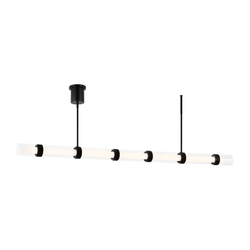 Elegance Linear LED Pendant Light in Black with Glass Shade