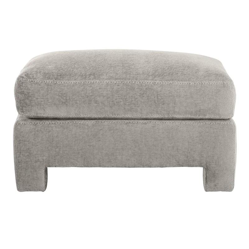 Gray Polyester Upholstered Rectangle Ottoman with Feather Blend Cushion