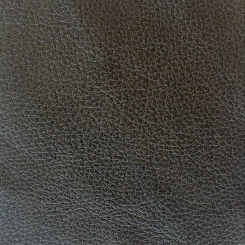 Nikki Mid-Century Modern Gray Genuine Leather Armchair with Walnut Wood Trim