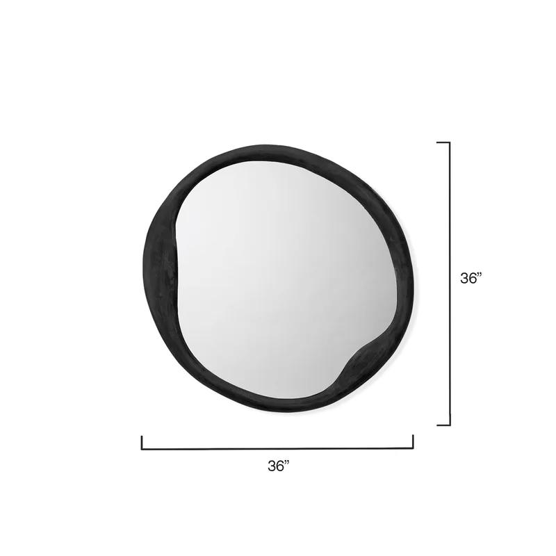 Alora Black Round Wall Mirror with Organic Aluminum Frame