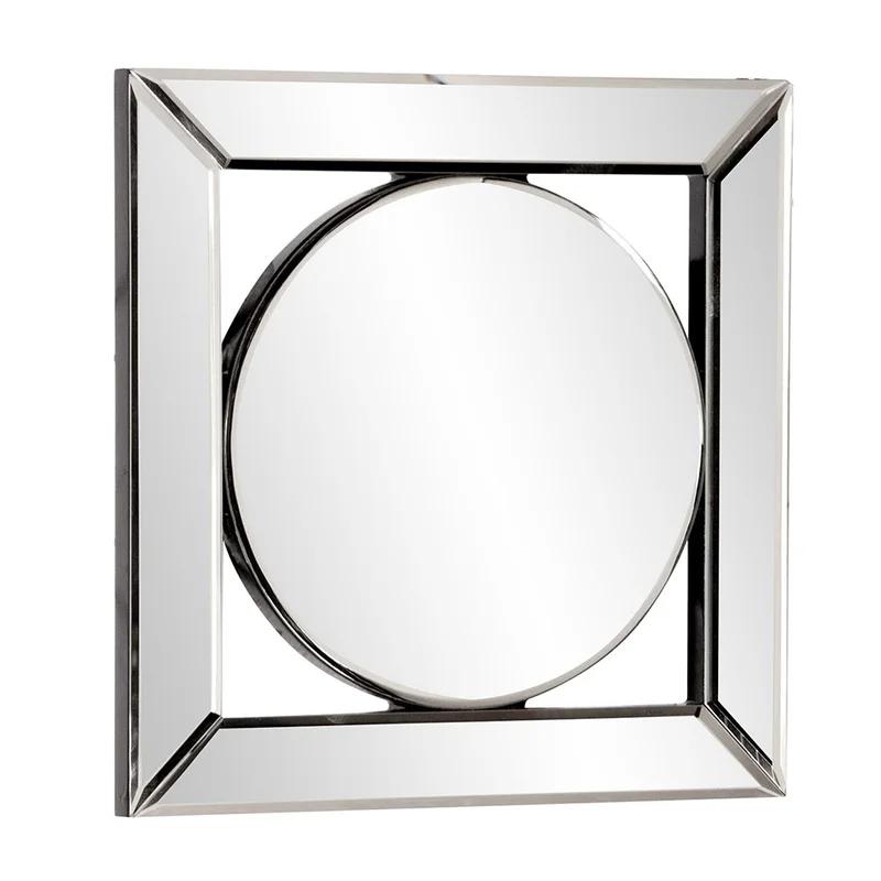 Lumina 12" Square Wood Frame with Round Center Mirror