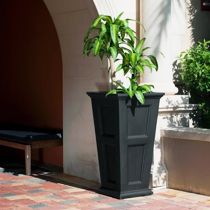 Fairfield Classic Black 40" Tall Polyethylene Outdoor Planter