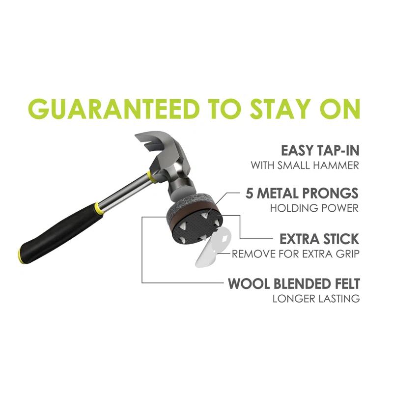 Slipstick Gorillafelt Cb257 Chair Leg Floor Protectors/Felt Glides (Set Of 16) Tap On Felt Furniture Pads Guaranteed To Stay On, 1 Inch Round Sliders (Set of 16)