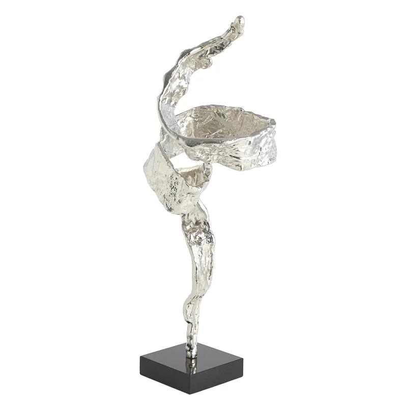 Elegant Nickel-Plated Twist Sculpture with Granite Base