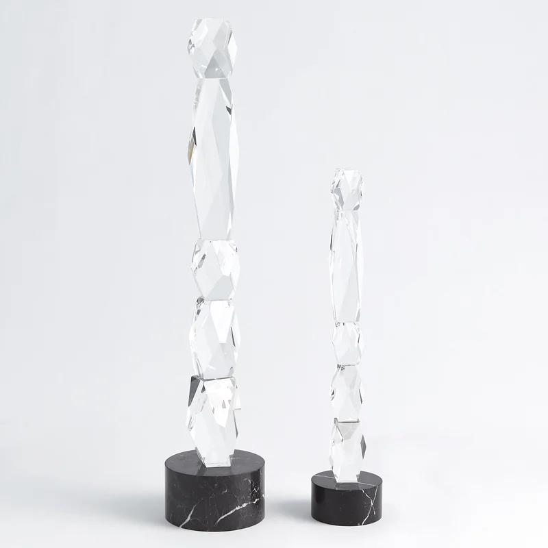 Facette 19.25" Black Base Crystal Column Sculpture