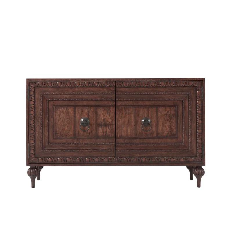 Regency Domed Inspired Solid Oak Cabinet with Polished Bronze Hardware