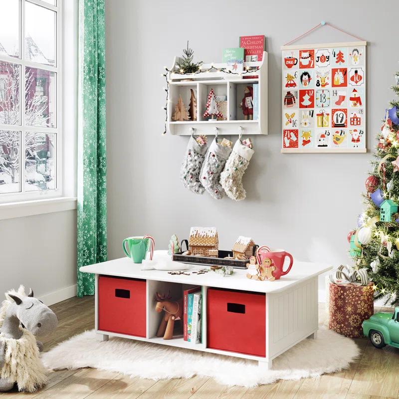 RiverRidge Home RiverRidge Kids Wall Mounted Bookshelf and Toy Storage Organizer for Playroom, Nursery, and Reading Book Nook - White