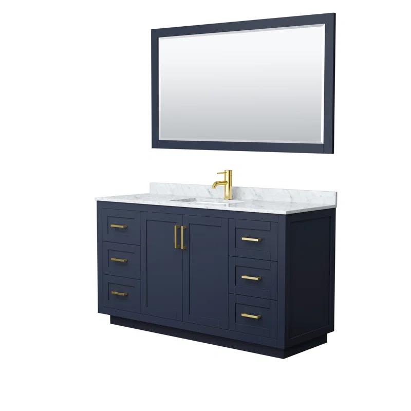 Wyndham Collection Miranda 60" Freestanding Single Bathroom Vanity with Cultured Marble Top with 58" Mirror