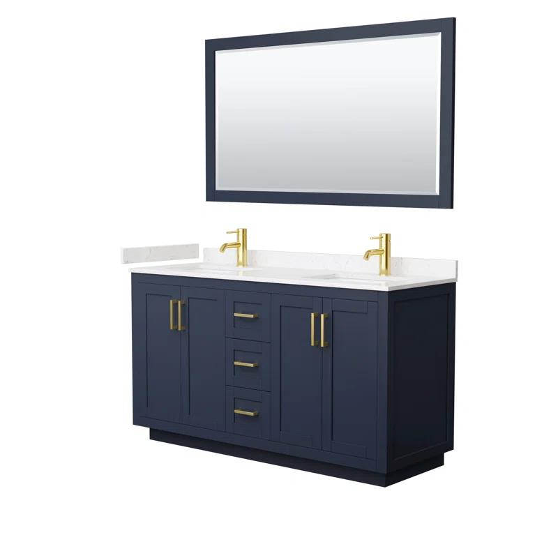 Wyndham Collection Miranda 60" Freestanding Double Bathroom Vanity with Marble Top with 58" Mirror