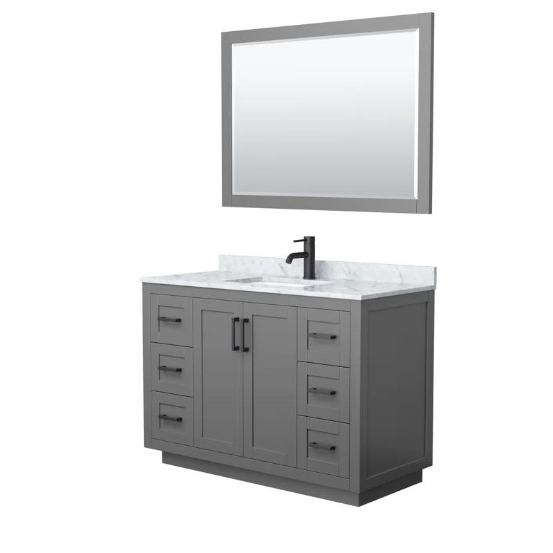 Wyndham Collection Miranda 48" Freestanding Single Bathroom Vanity with Cultured Marble Top with 46" Mirror