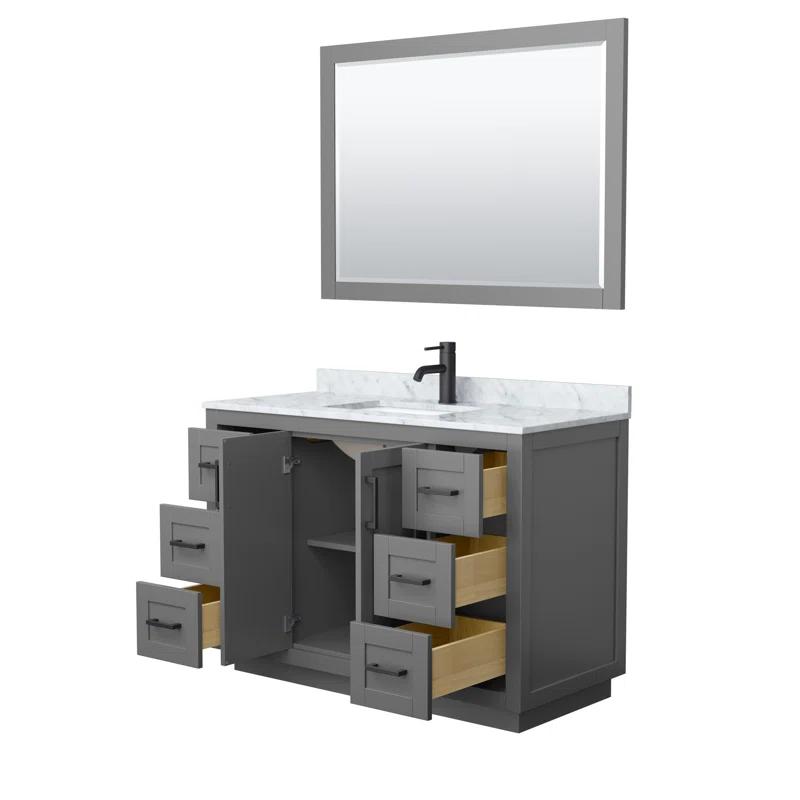 Wyndham Collection Miranda 48" Freestanding Single Bathroom Vanity with Cultured Marble Top with 46" Mirror