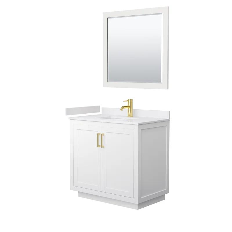 Wyndham Collection Miranda 36" Freestanding Single Bathroom Vanity with Cultured Marble Top with 34" Mirror