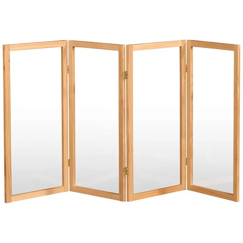 Oriental Furniture 3 ft. Tall Clear Screen Natural - 4 Panel