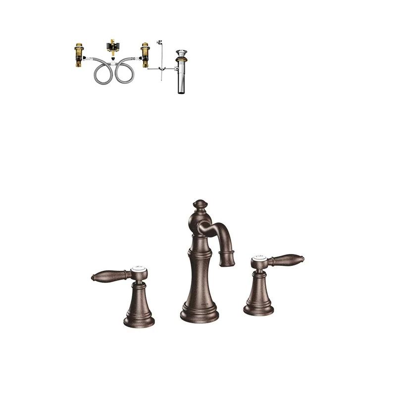 Elegant 7.5" Polished Nickel Widespread Bathroom Faucet in Oil Rubbed Bronze
