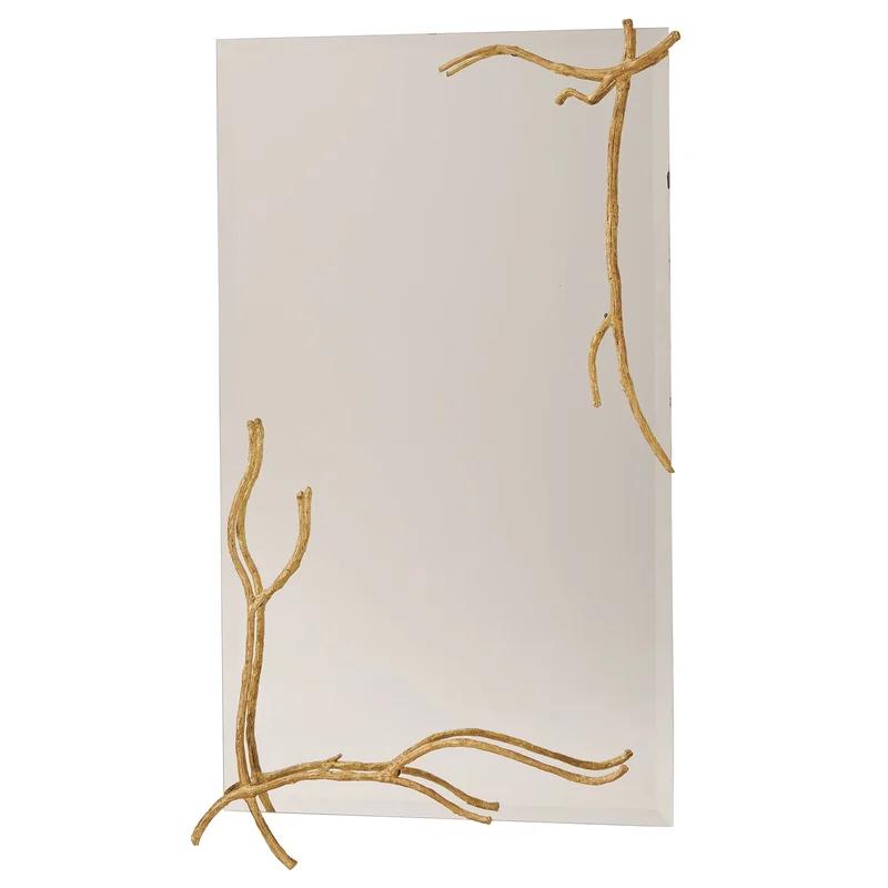 Gold Leaf Twig Cast Rectangular Large Mirror