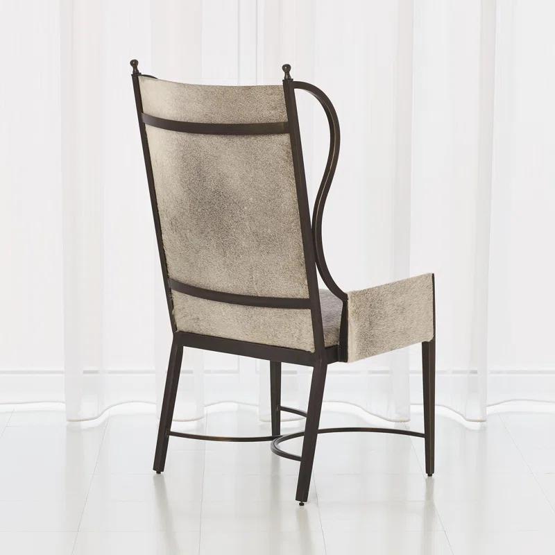 Iron Wing Chair w/Grey Hair-on-Hide
