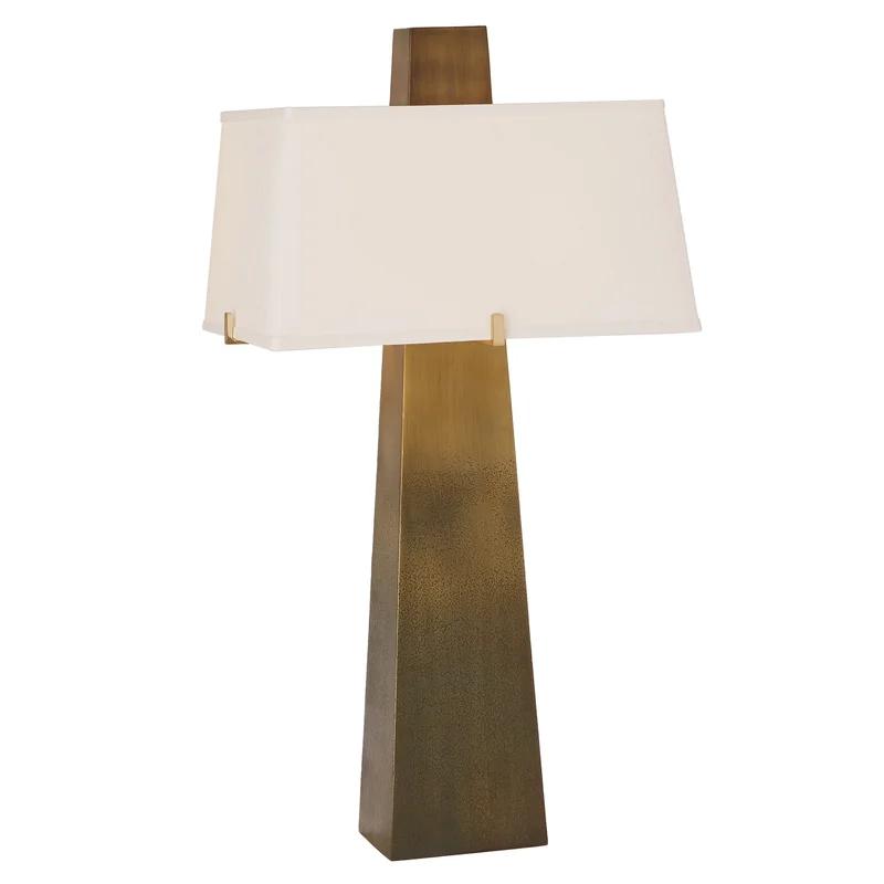 33" Ombre Brass and Faux Silk Table Lamp