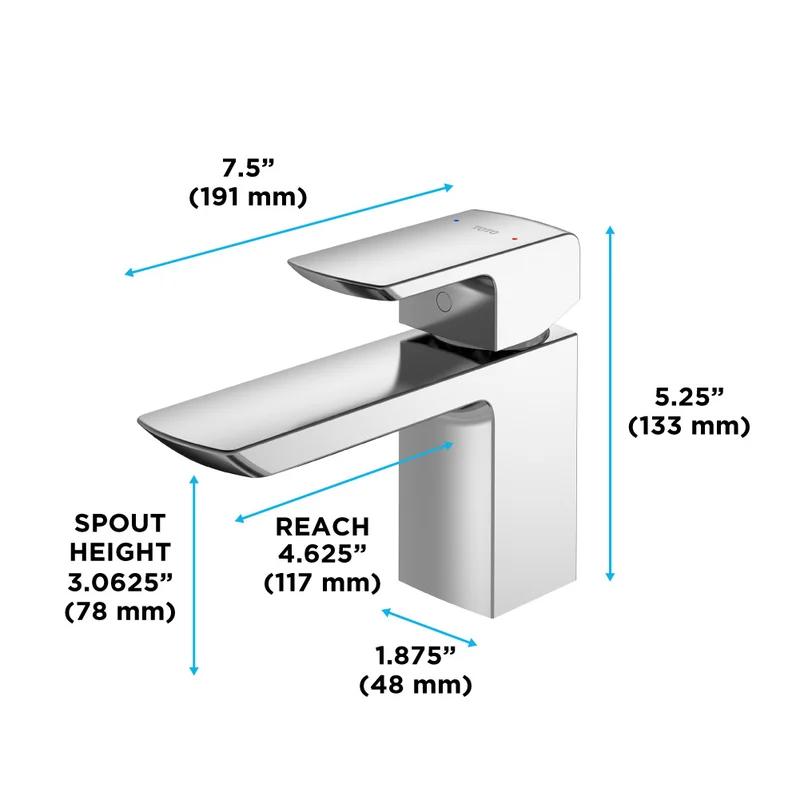 Polished Nickel 5.25" Modern Single Hole Faucet with Drain Assembly