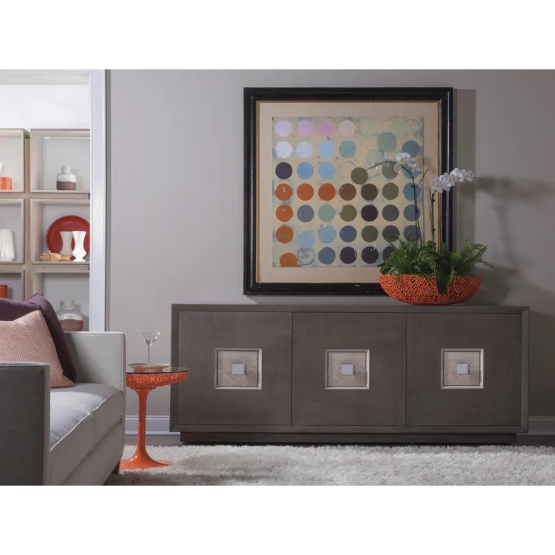 Gray and White Oak Transitional Media Console with Cabinet