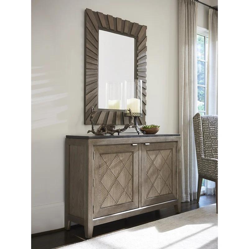 Transitional Hattaras Gray Driftwood Sunburst Rectangular Mirror