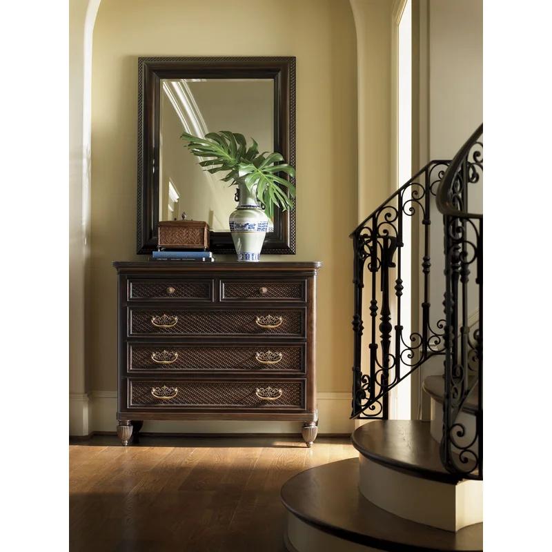 Royal Kahala Pineapple-Inspired Brown Dressing Chest with 5 Dovetail Drawers