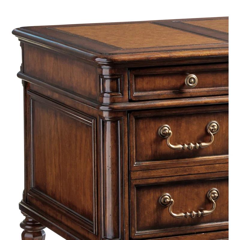 Richmond Hill Traditional Cherry Wood Home Office Desk with Filing Cabinet