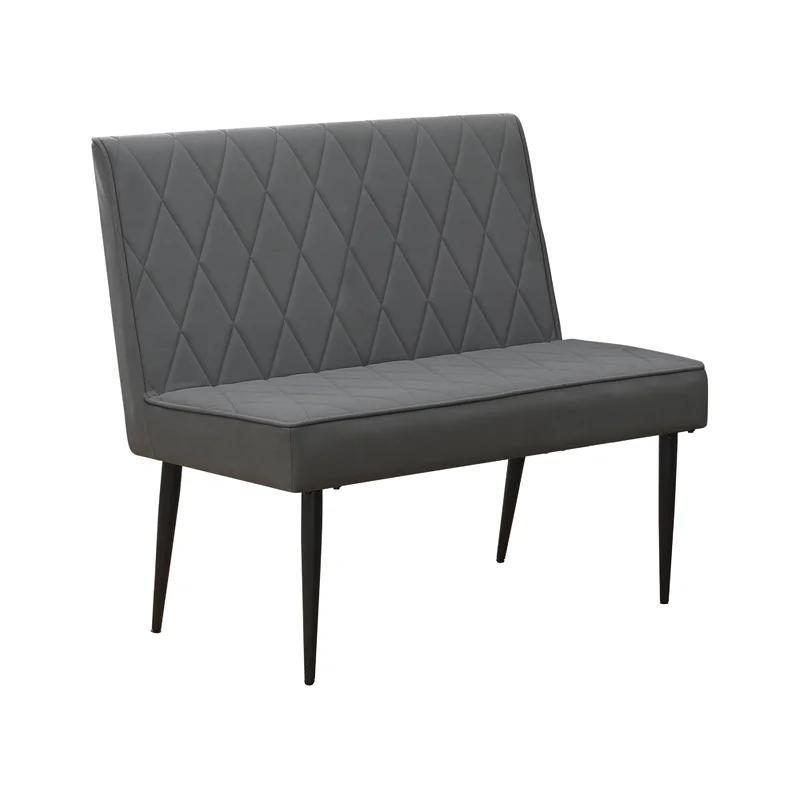 Moxee 40'' Gray Tufted Upholstered Short Bench with Gunmetal Legs