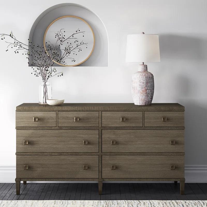 Vivora Transitional 8-Drawer Dresser in Brown with Dovetail Drawers