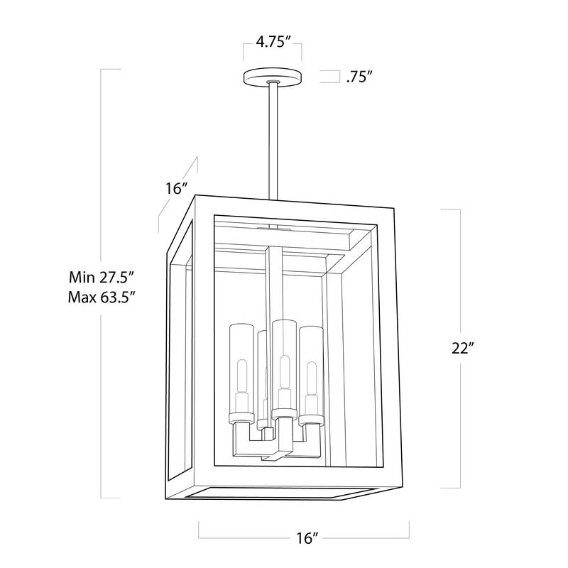 Montecito Black Iron and Frosted Glass 4-Light Outdoor Lantern