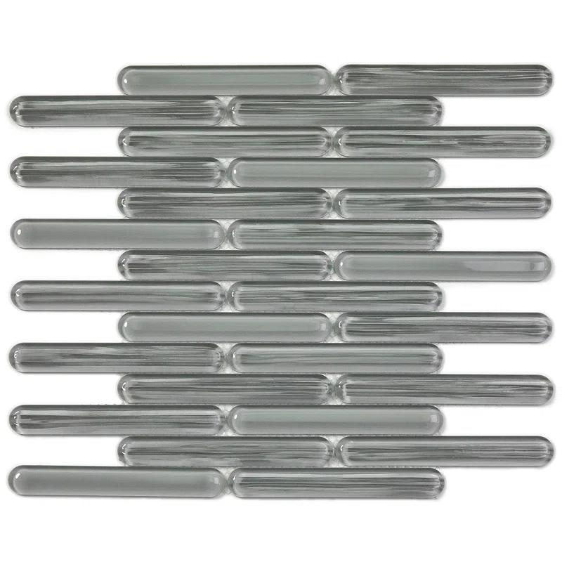 Reed 11.81 in. x 12.04 in. Polished Glass Wall Mosaic Tile (0.98 Sq. Ft. / Each)