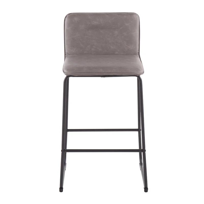 Casper 26'' Black Metal and Grey Faux Leather Contemporary Counter Stool