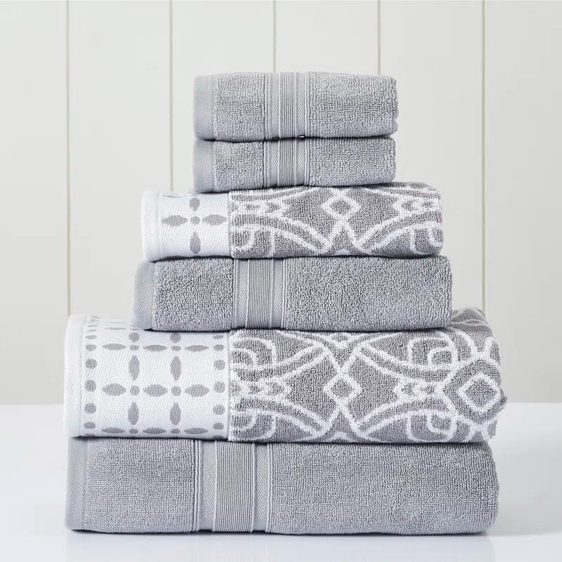 Modern Threads Modern Threads 6 Piece Set, 2 Bath Towels, 2 Hand Towels, 2 Washcloths Yarn Dyed Jacquard/Solid Towel Set Charlize
