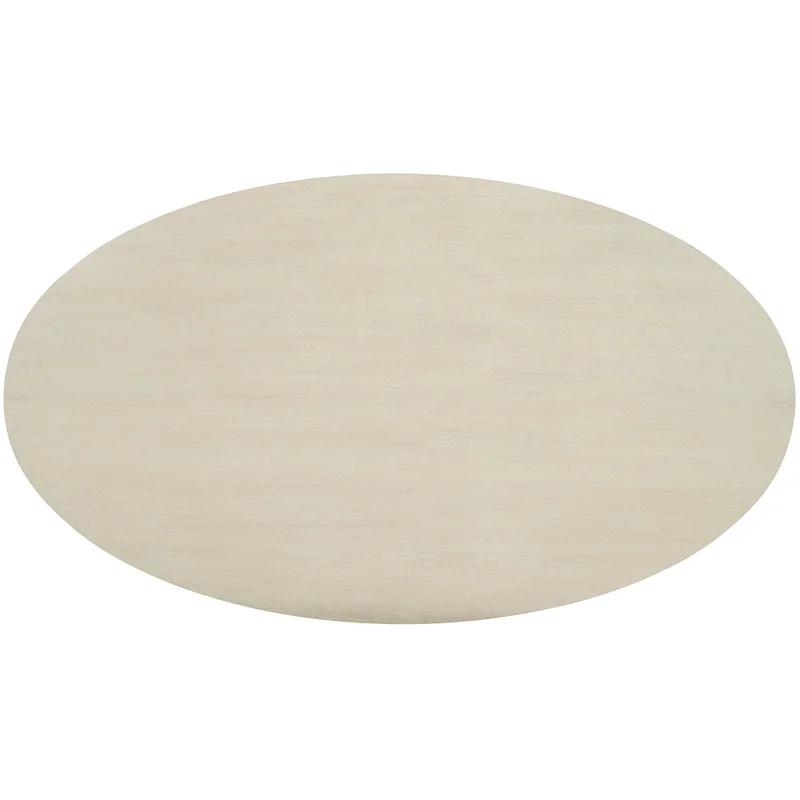 Transitional Cream Oval Coffee Table with Metal Accents and Storage